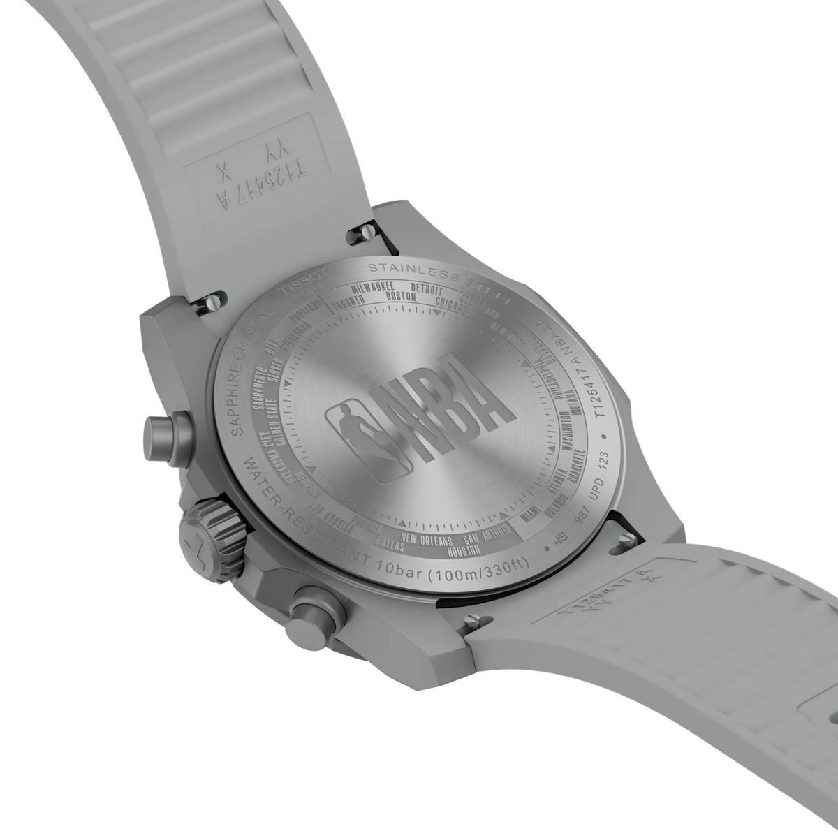 Tissot Supersport NBA 2026 T125.417.17.031.00 — Close-up of chronograph case and strap