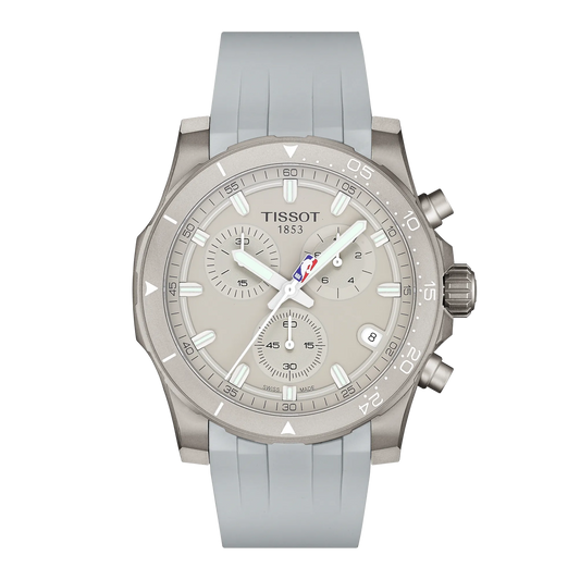 Tissot Supersport NBA 2026 T125.417.17.031.00 — Front view with gray dial and gray rubber strap