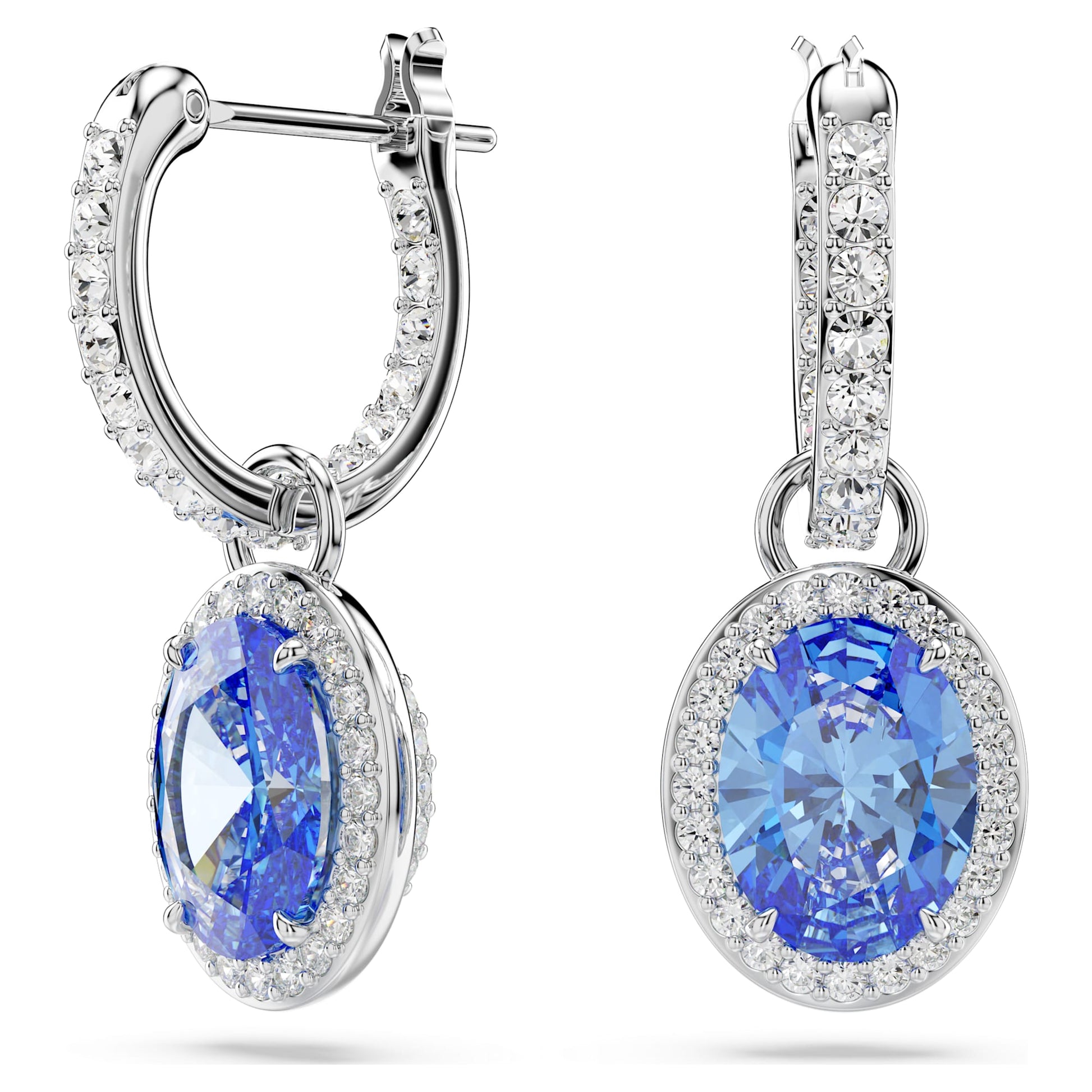 Swarovski Jewelry Una Angelic drop earrings  Oval cut, Blue, Rhodium plated 5671817