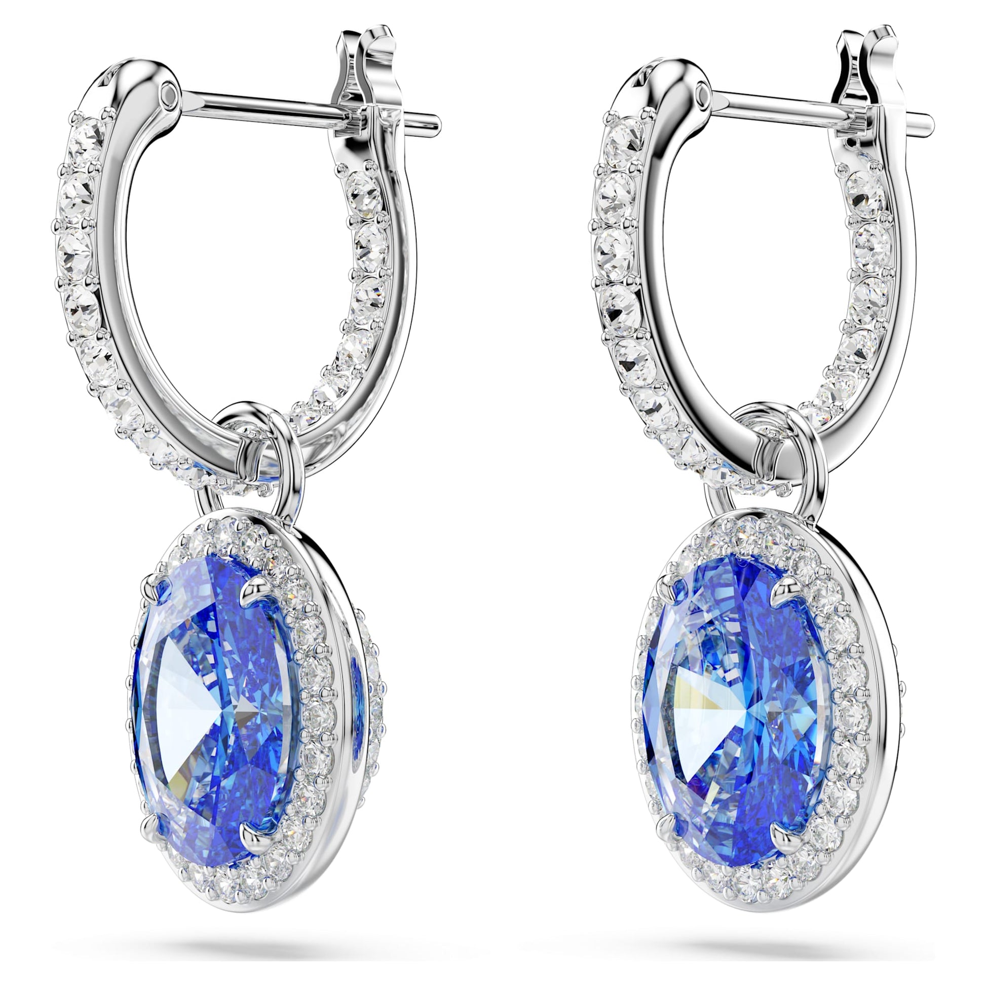 Swarovski Jewelry Una Angelic drop earrings  Oval cut, Blue, Rhodium plated 5671817