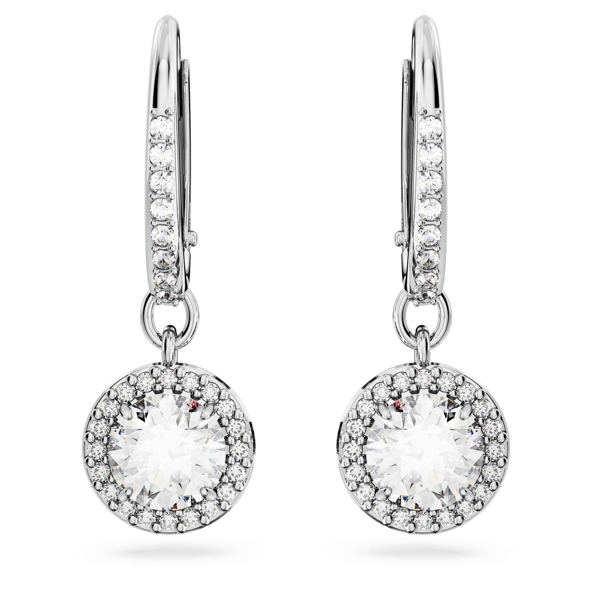 Swarovski Jewelry Una Angelic drop earrings  Round cut, Pavé, White, Rhodium plated 5636270