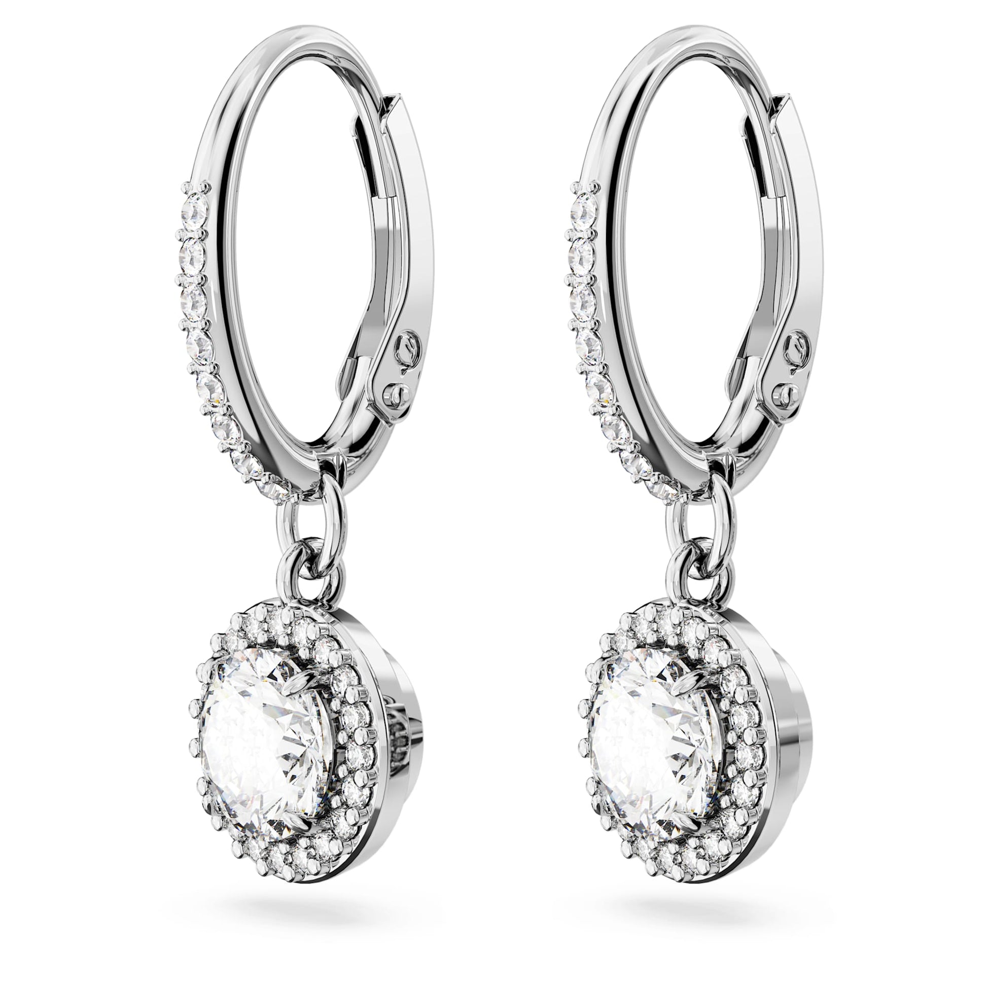 Swarovski Jewelry Una Angelic drop earrings  Round cut, Pavé, White, Rhodium plated 5636270