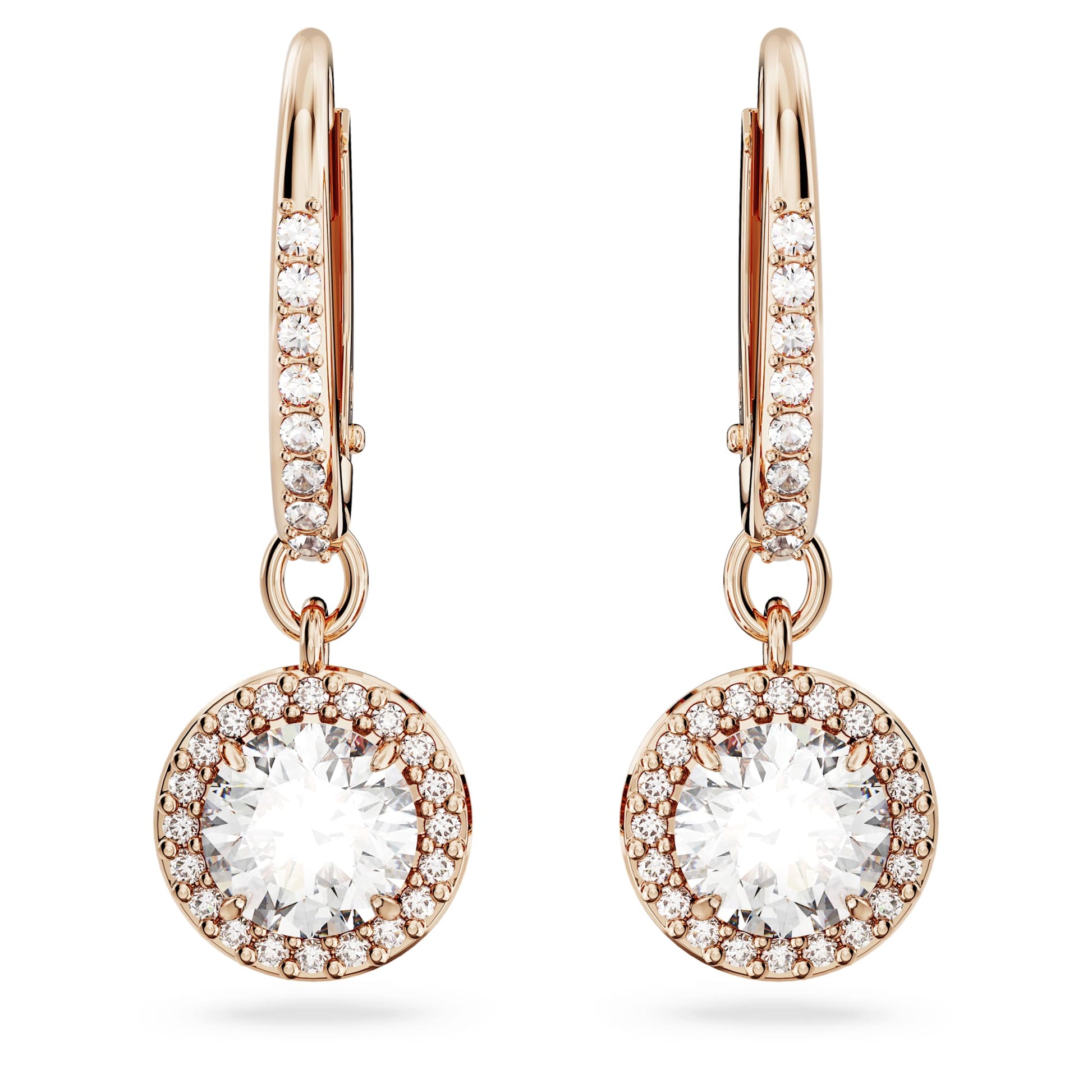 Swarovski Jewelry Una Angelic drop earrings  Round cut, Pavé, White, Rose gold-tone plated 5638769