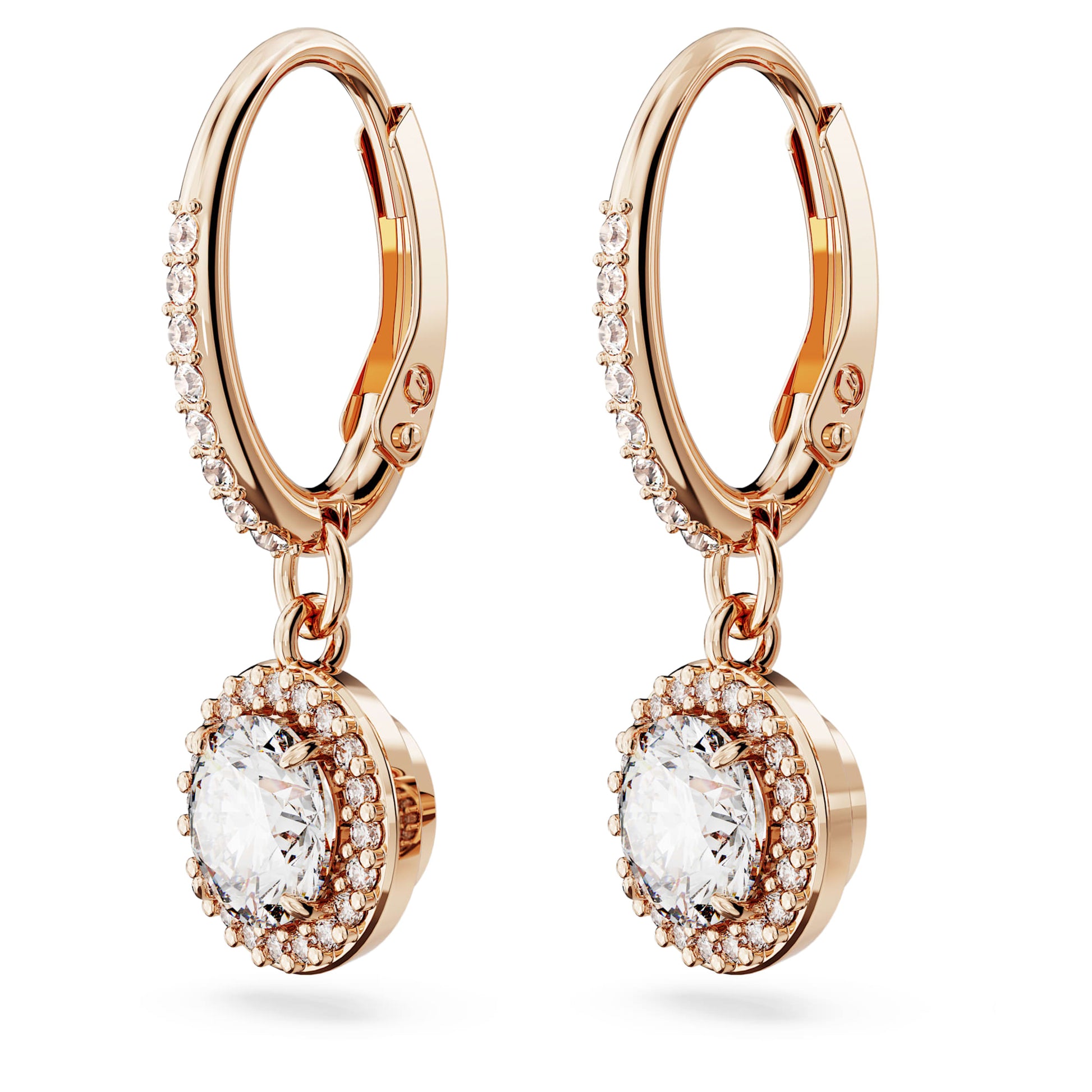 Swarovski Jewelry Una Angelic drop earrings  Round cut, Pavé, White, Rose gold-tone plated 5638769