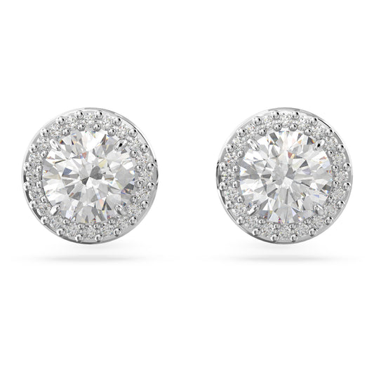 Swarovski Jewelry Una Angelic stud earrings Round cut, Pavé, White, Rhodium plated 5636269