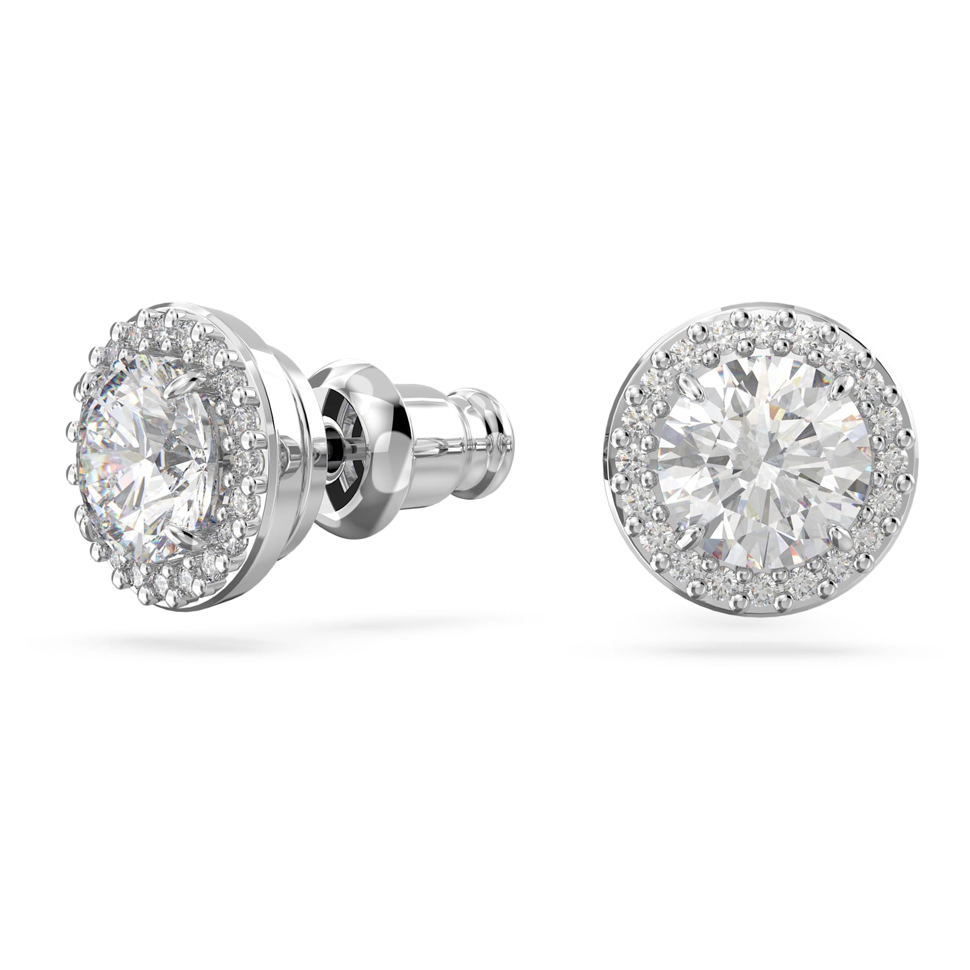 Swarovski Jewelry Una Angelic stud earrings Round cut, Pavé, White, Rhodium plated 5636269