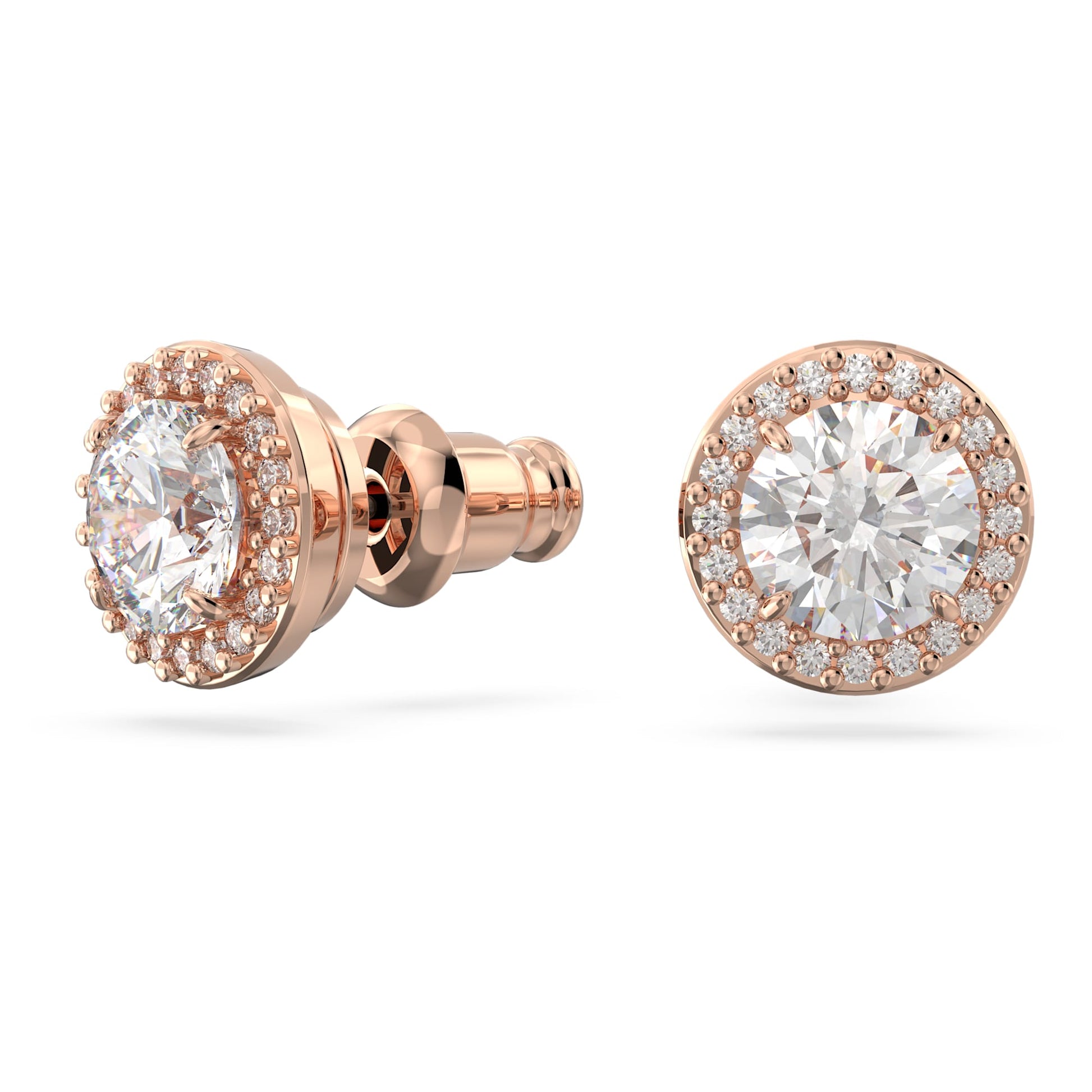 Swarovski Jewelry Una Angelic stud earrings Round cut, Pavé, White, Rose gold-tone plated 5636275