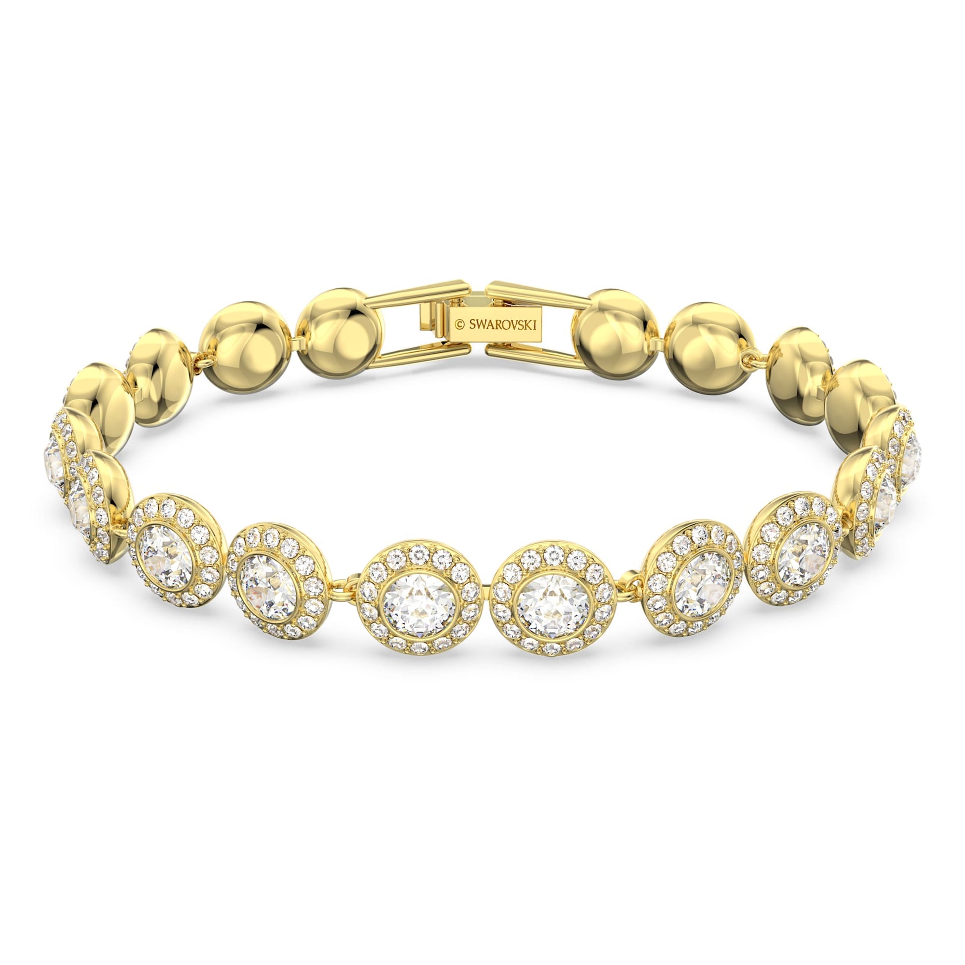 Swarovski Jewelry Una Angelic Tennis bracelet Round cut, Pavé, Medium, White, Gold-tone plated 5505469