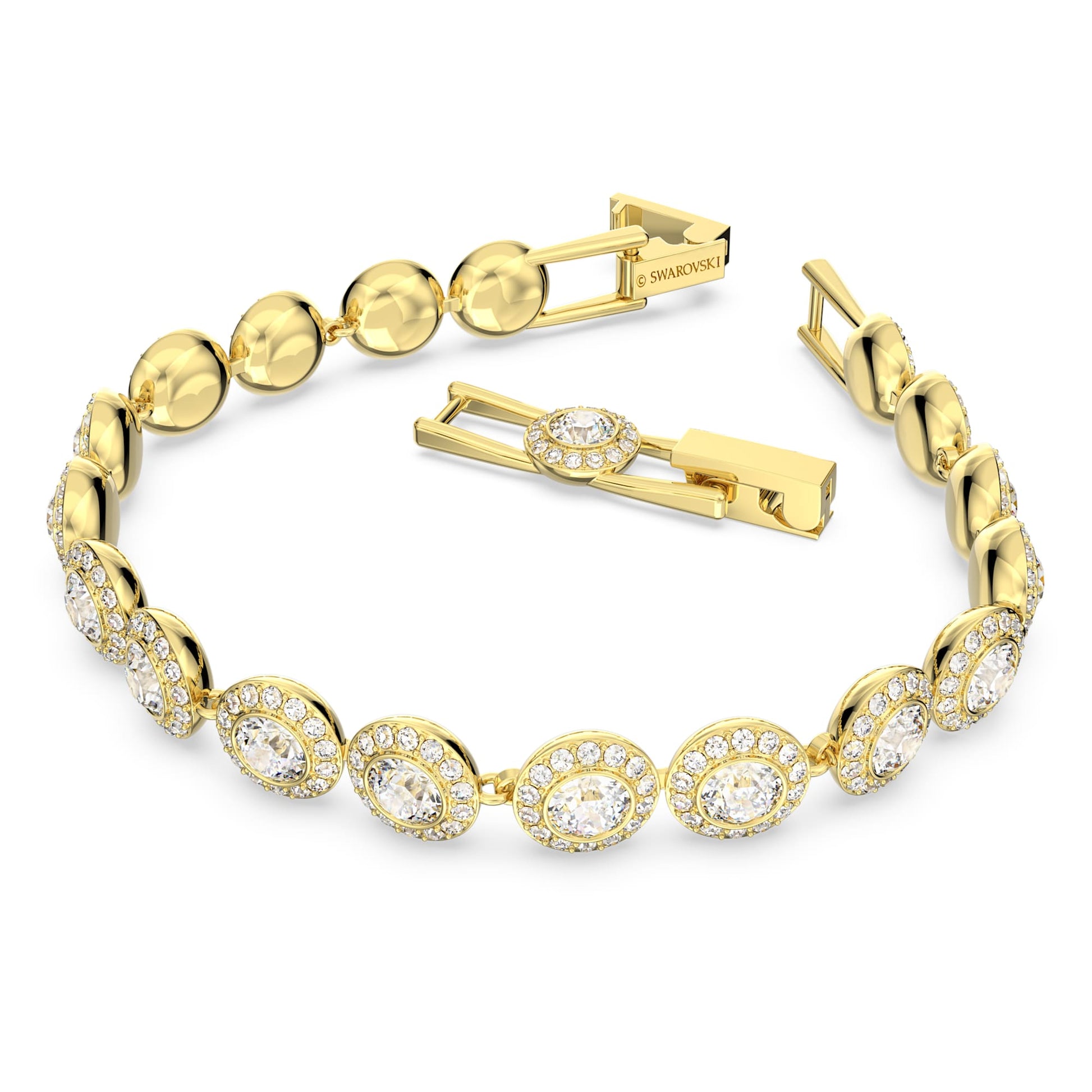 Swarovski Jewelry Una Angelic Tennis bracelet Round cut, Pavé, Medium, White, Gold-tone plated 5505469