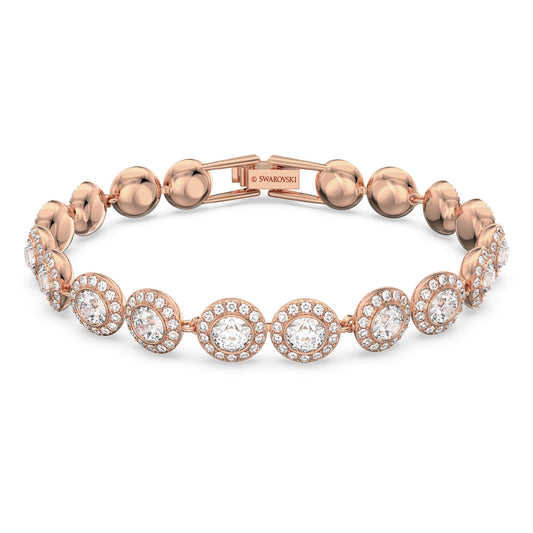 Swarovski Jewelry Una Angelic Tennis bracelet Round cut, Pavé, Medium, White, Rose gold-tone plated 5240513