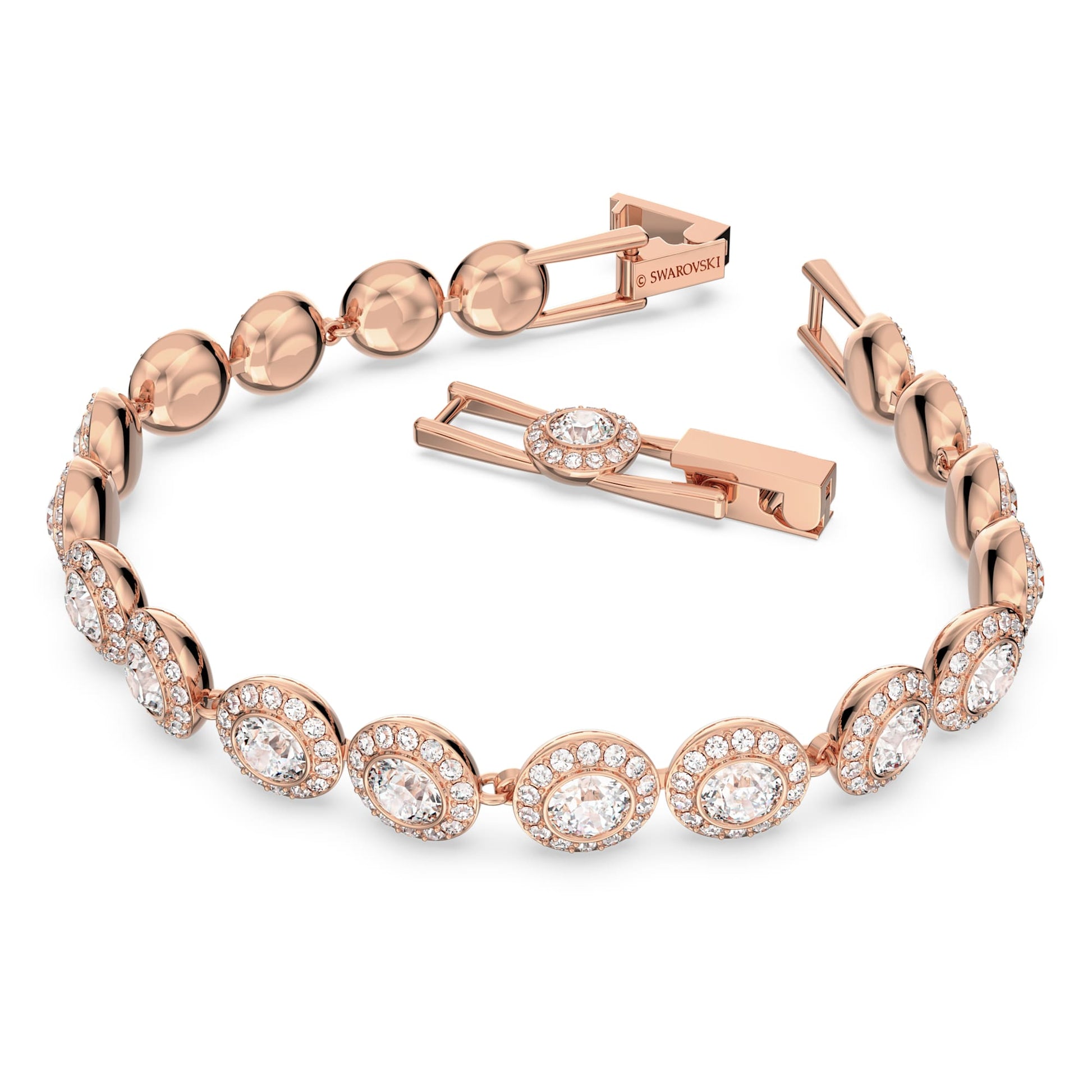 Swarovski Jewelry Una Angelic Tennis bracelet Round cut, Pavé, Medium, White, Rose gold-tone plated 5240513