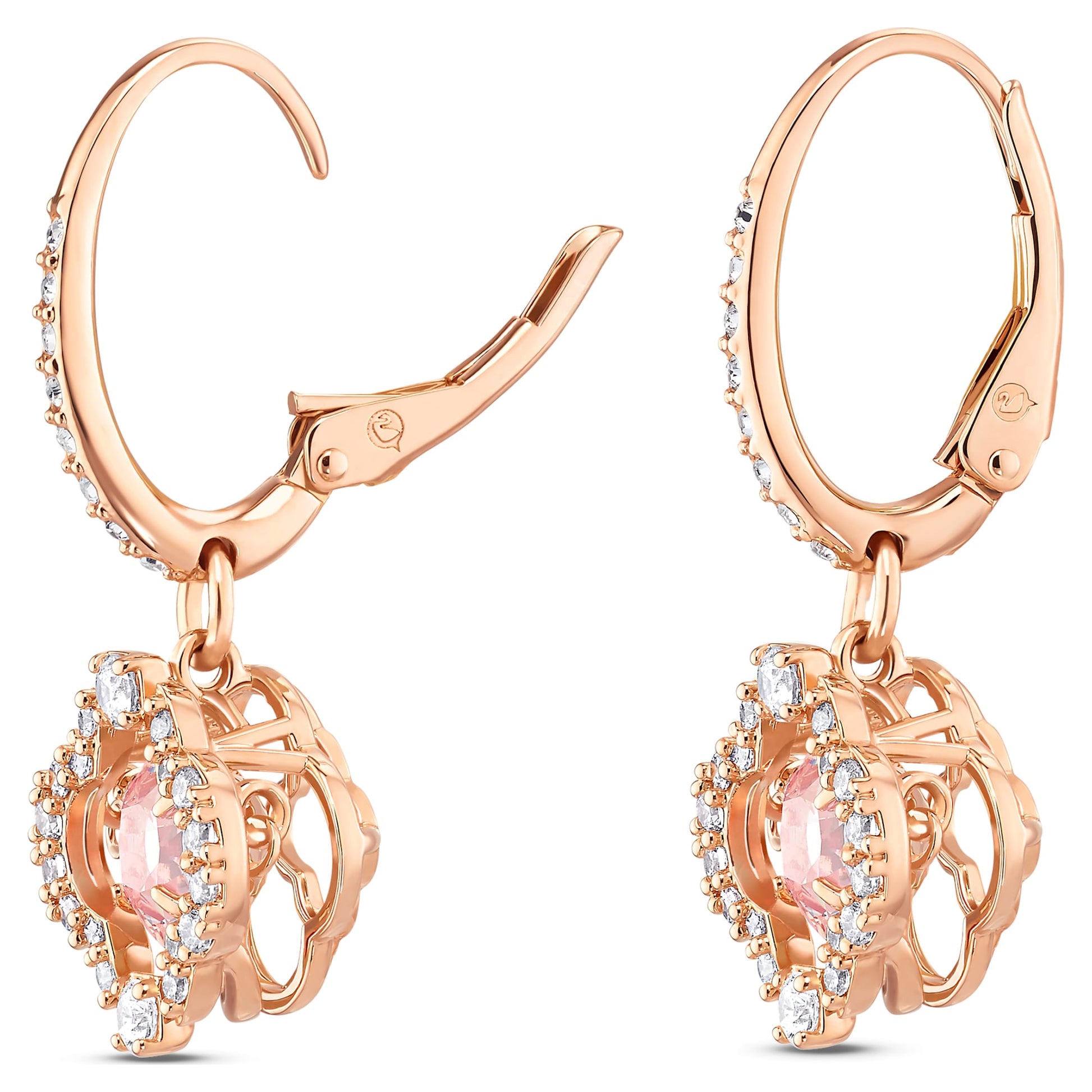 Swarovski Jewelry Una drop earrings  Clover, Pink, Rose gold-tone plated 5516477