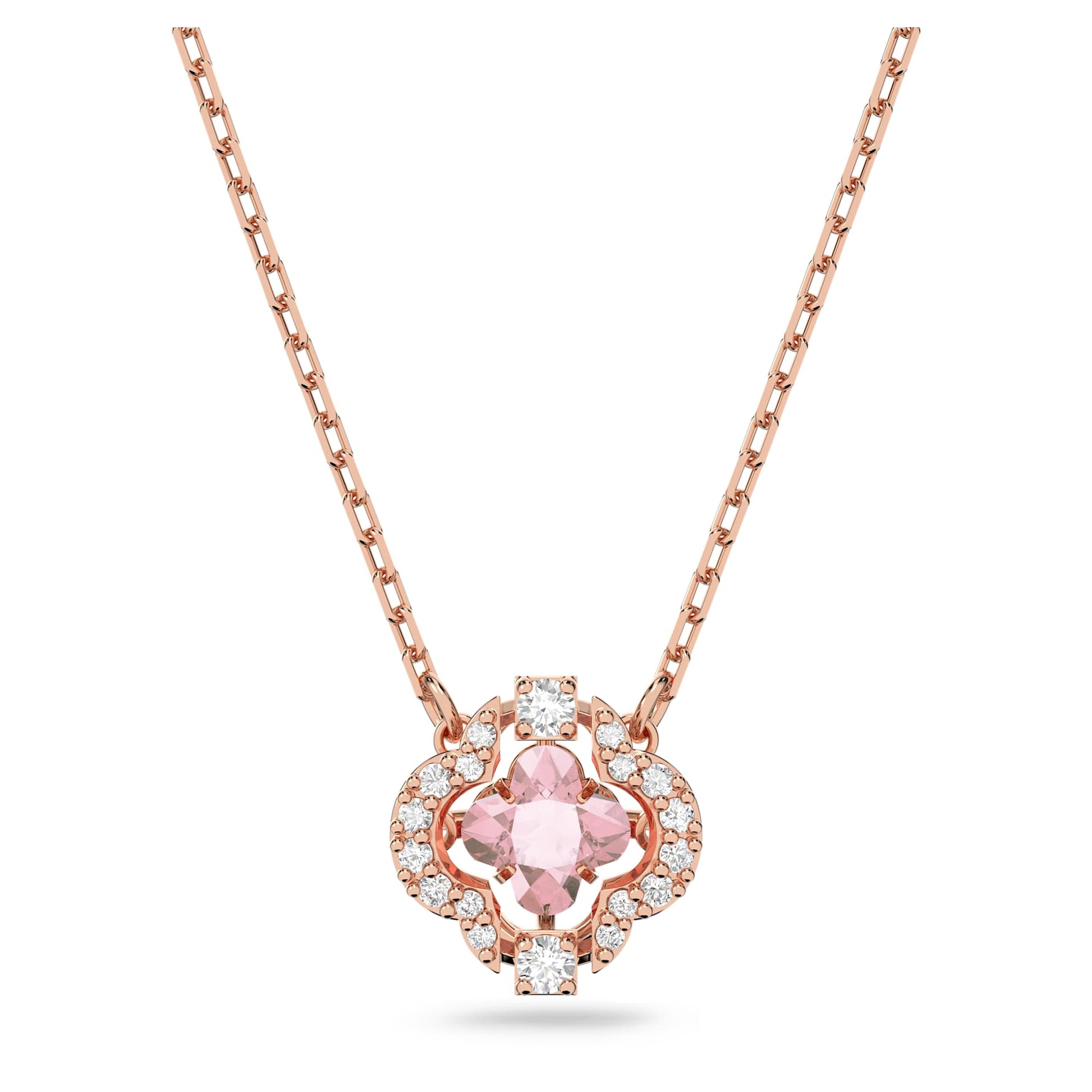 Swarovski Jewelry Una necklace Clover, Pink, Rose gold-tone plated 5514488