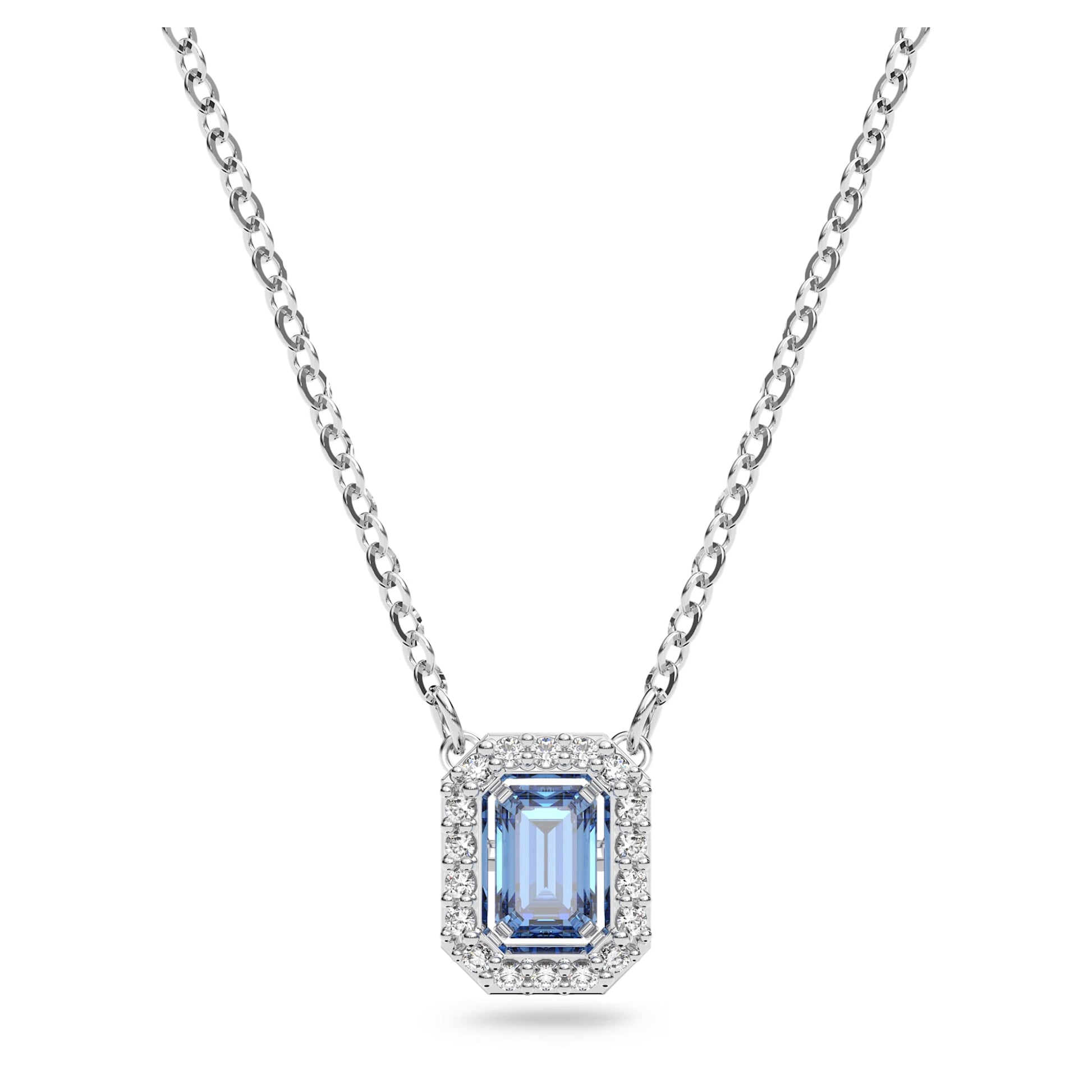 Swarovski Jewelry Una necklace Octagon cut, Blue, Rhodium plated 5614926