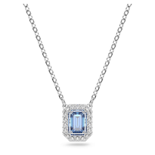 Swarovski Jewelry Una necklace Octagon cut, Blue, Rhodium plated 5614926