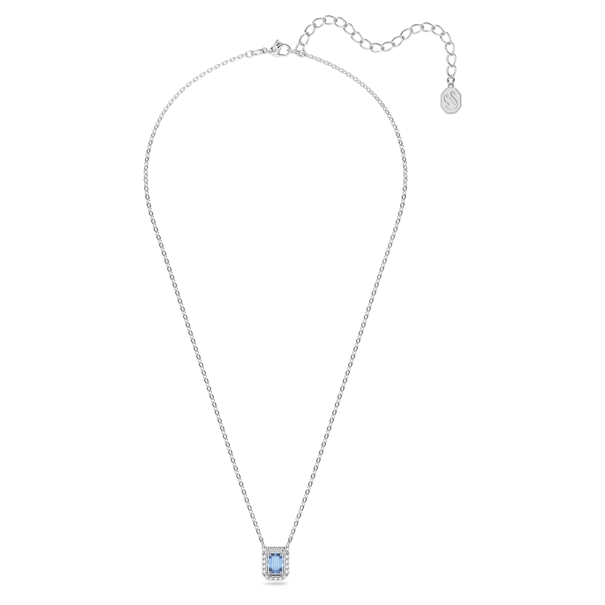 Swarovski Jewelry Una necklace Octagon cut, Blue, Rhodium plated 5614926