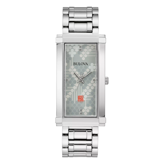 Bulova Pattern #106 | Frank Lloyd Wright 96L286, complete watch front view