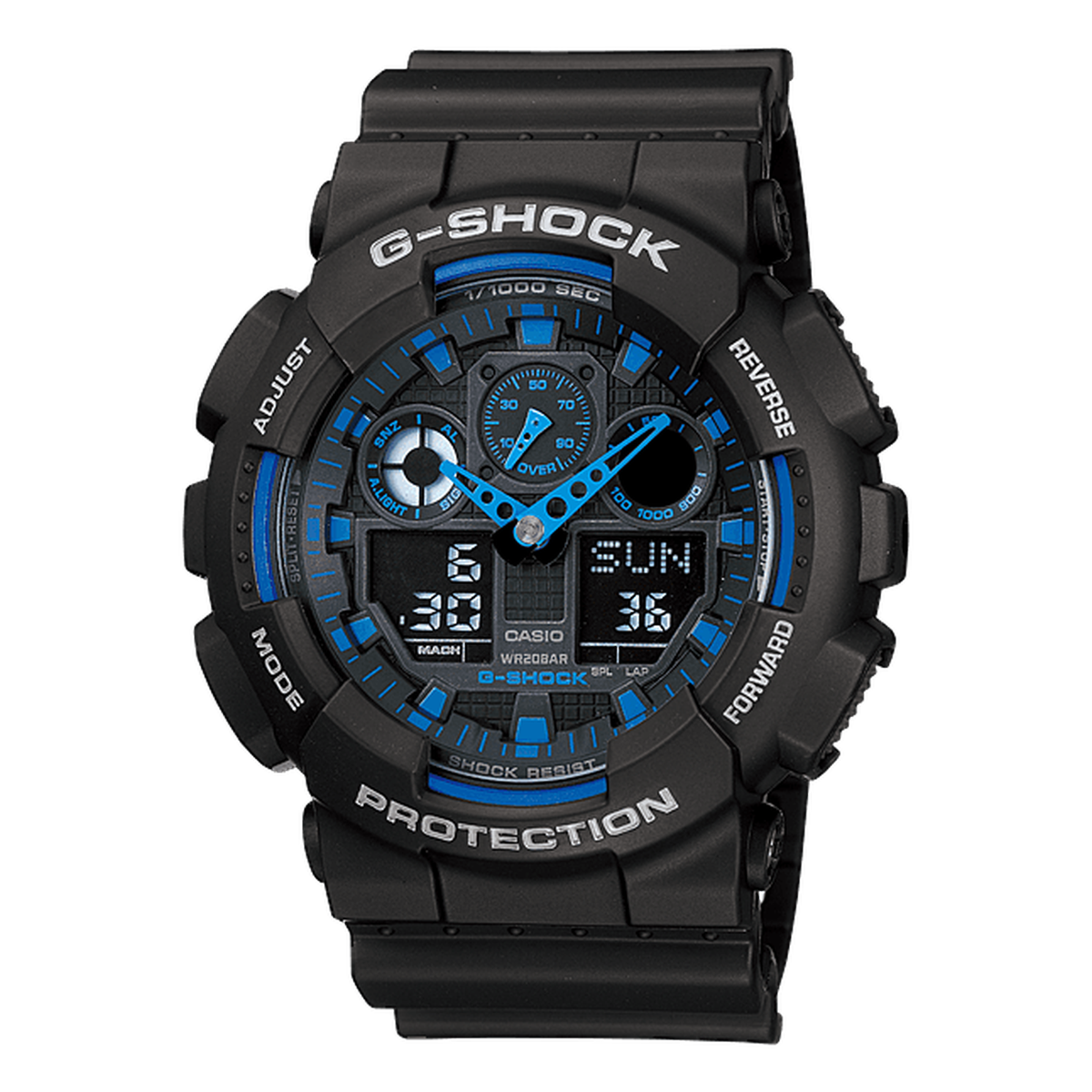 G-SHOCK GA-100 Series GA-100-1A2, complete watch view