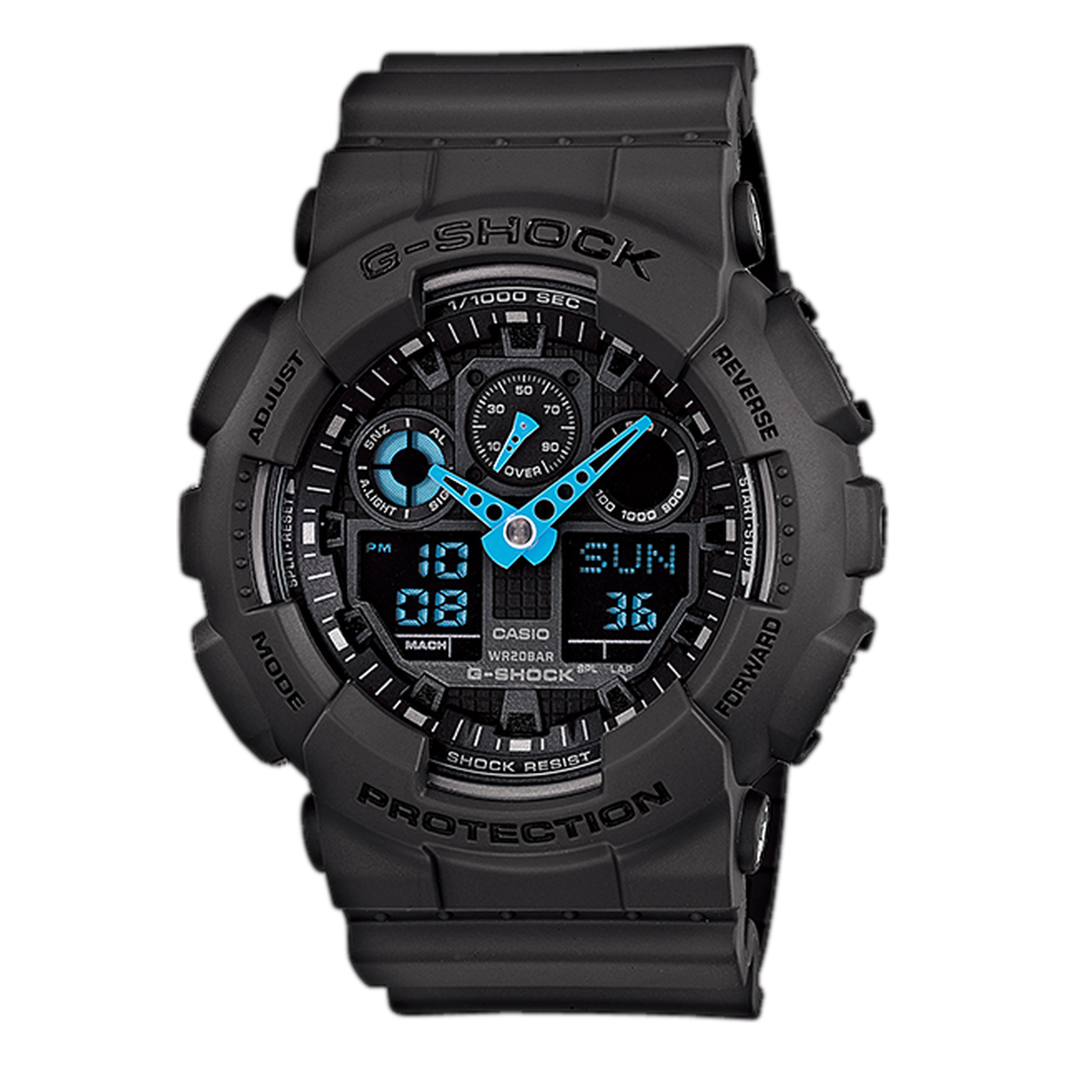G-SHOCK GA-100 SERIES GA100C-8A, complete watch view